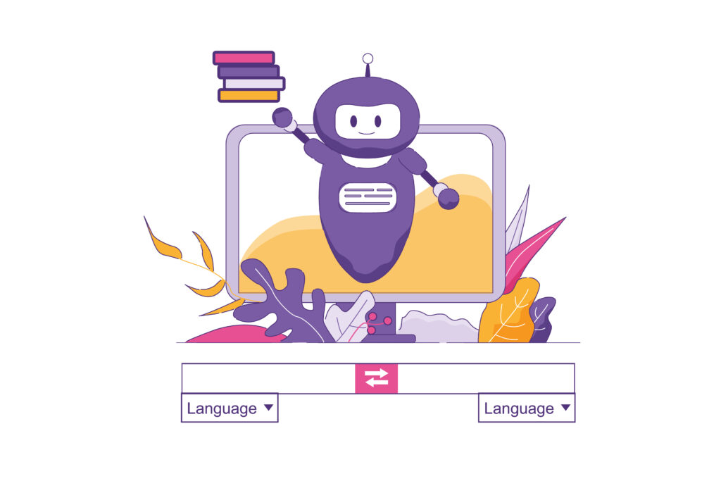 Illustration künstliche Intelligenz Chatbot zum Übersetzen