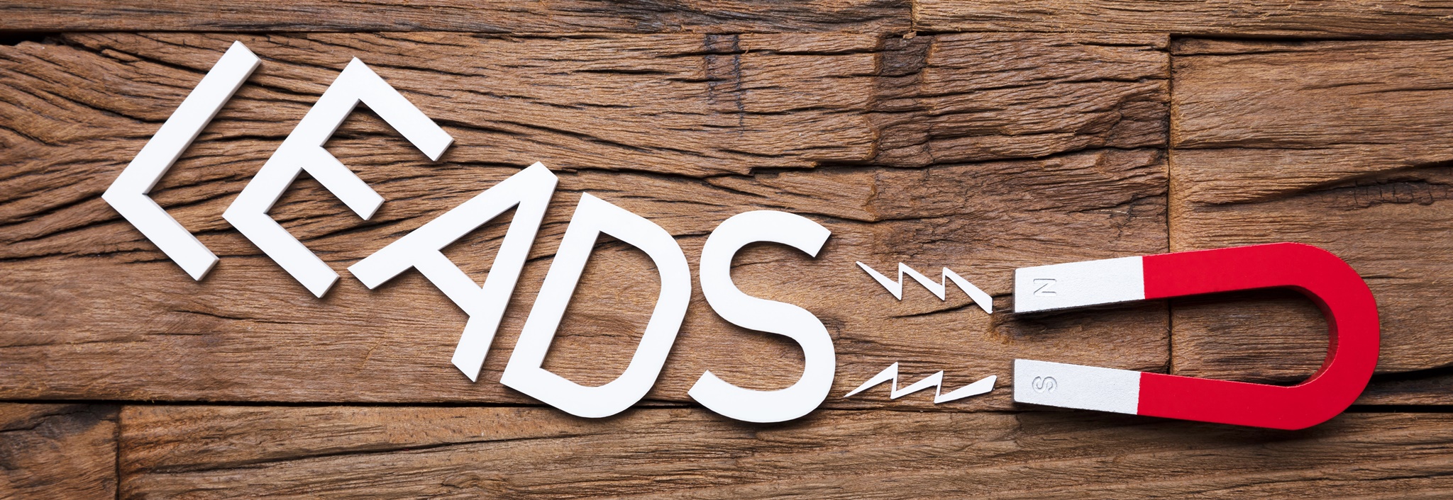 Magnet zieht die Buchstaben für das Wort "LEADS" an