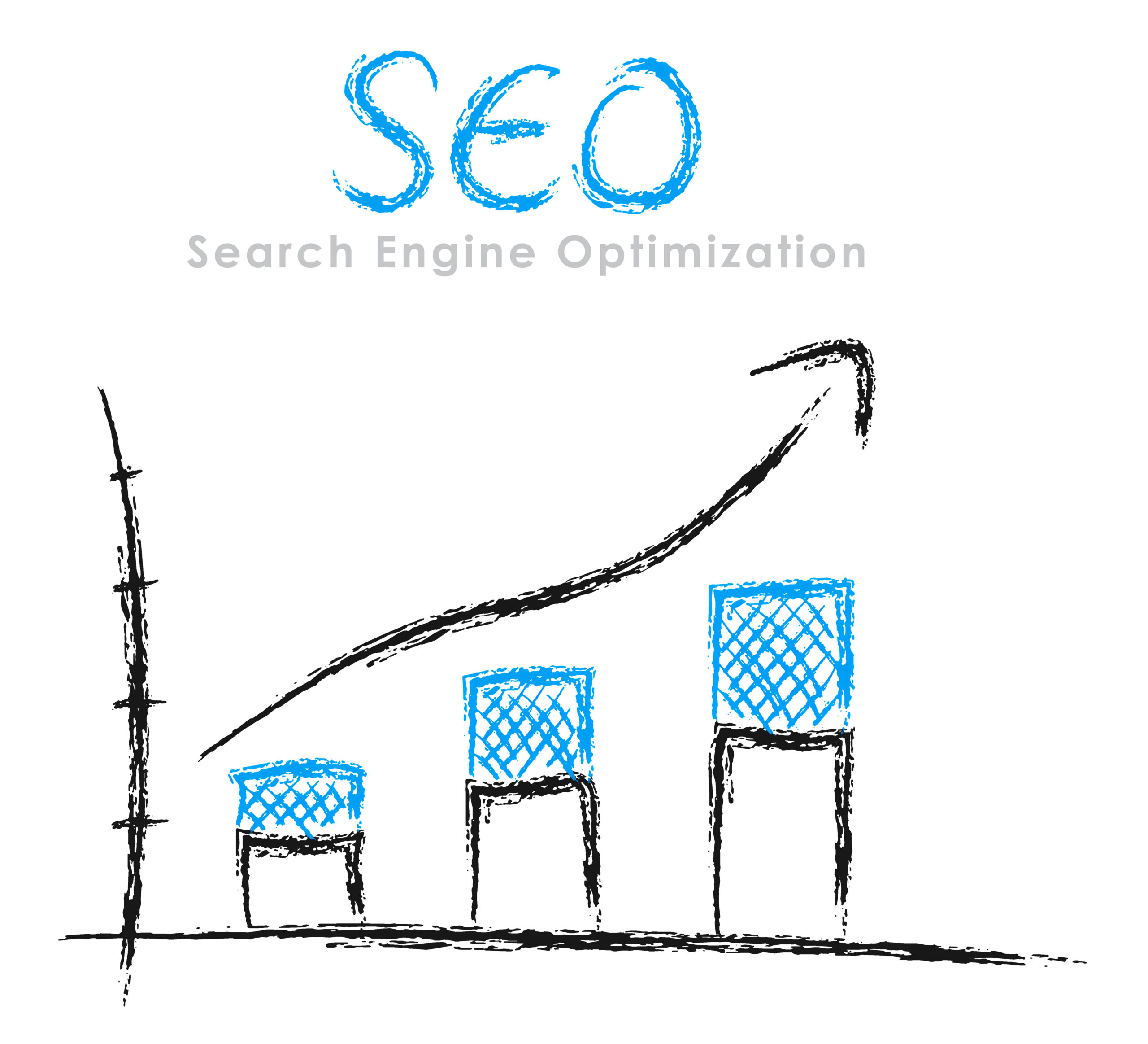Illustration eines handgezeichneten SEO-Diagramms.