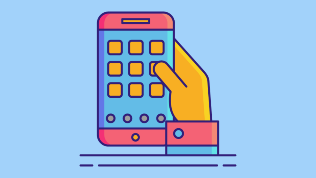 Illustration Hand hält Handy