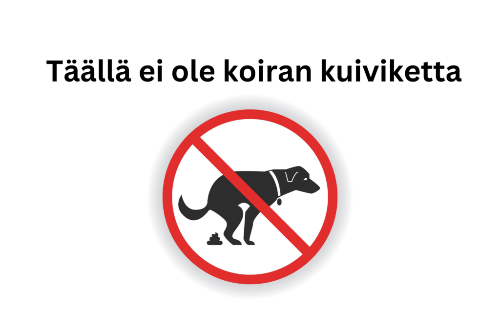 Finnische Worte mit einen Hundehaufen-verboten-Schild