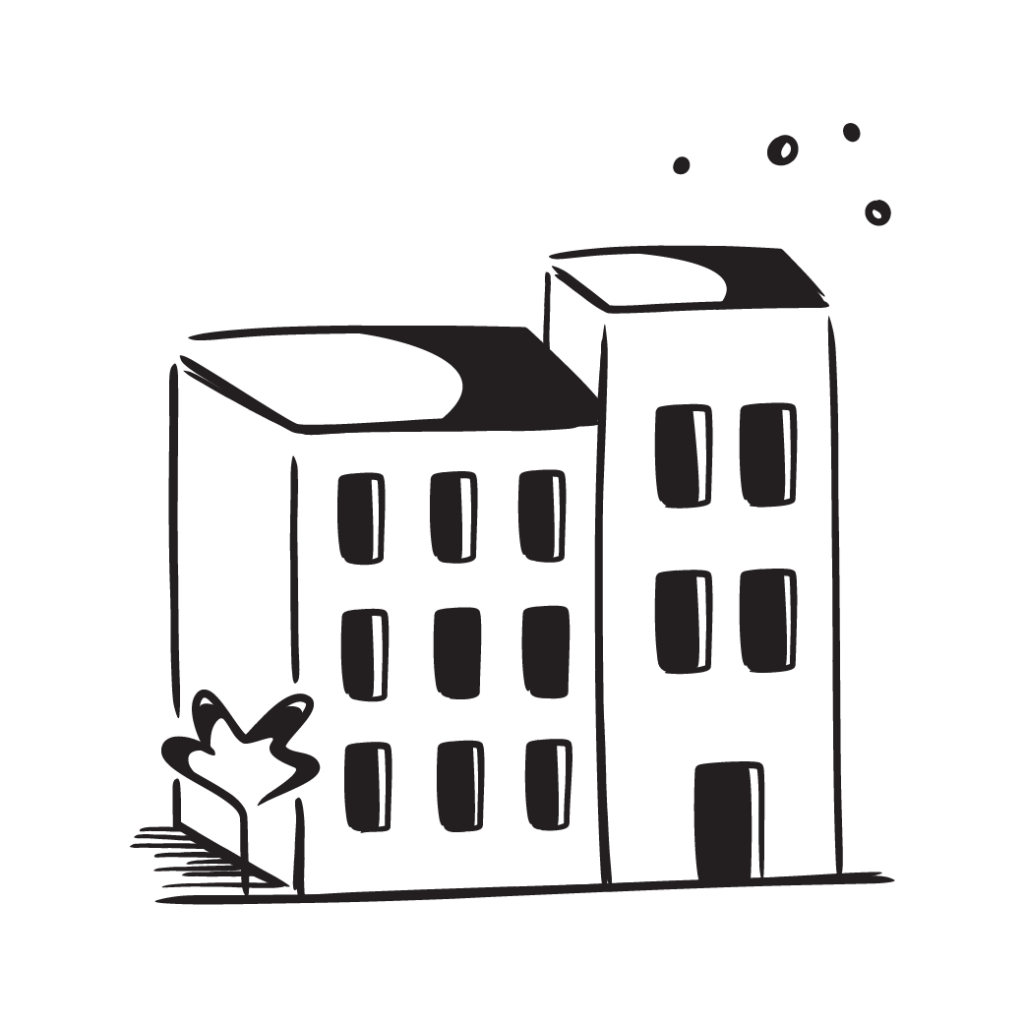 Illustration von zwei Hochhäusern nebeneinander